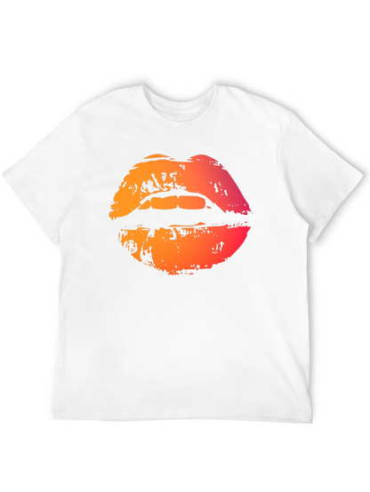 Camiseta Negra con Labios Degradados