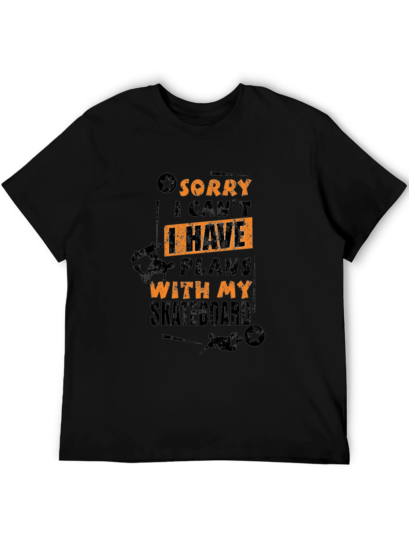 Camiseta Negra Skateboard Plans para Hombre