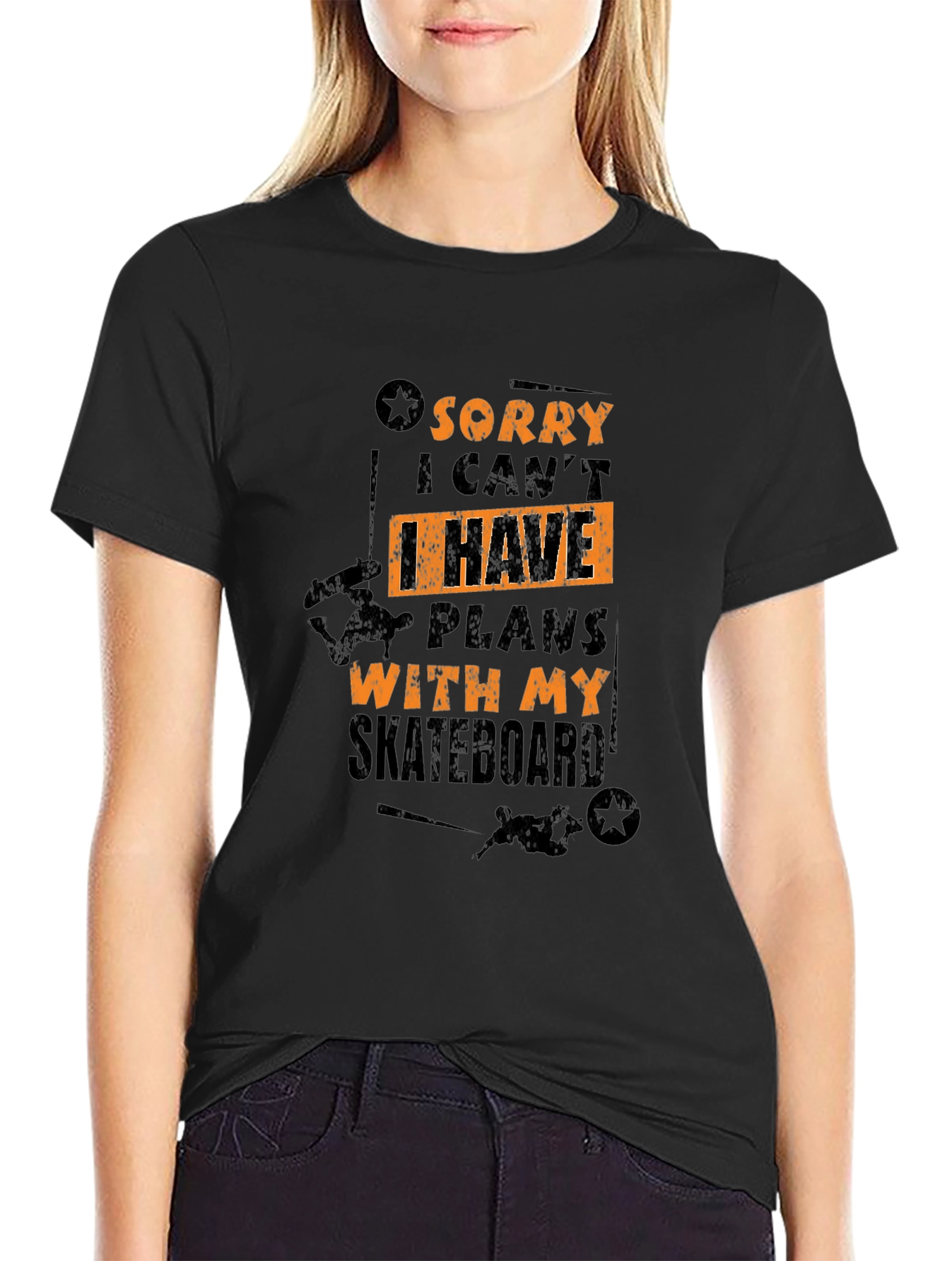 Camiseta Negra Skateboard Plans para Hombre