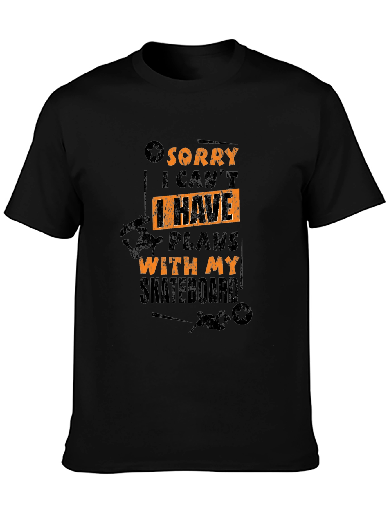 Camiseta Negra Skateboard Plans para Hombre