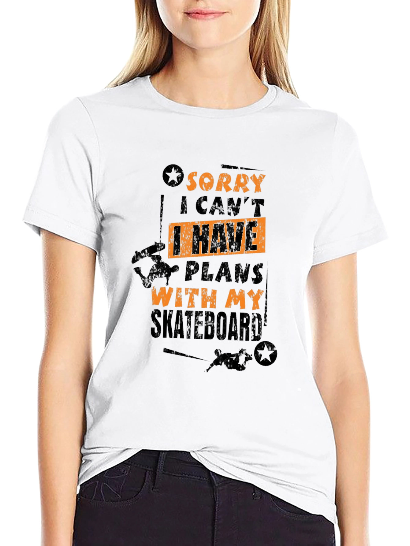 Camiseta Negra Skateboard Plans para Hombre