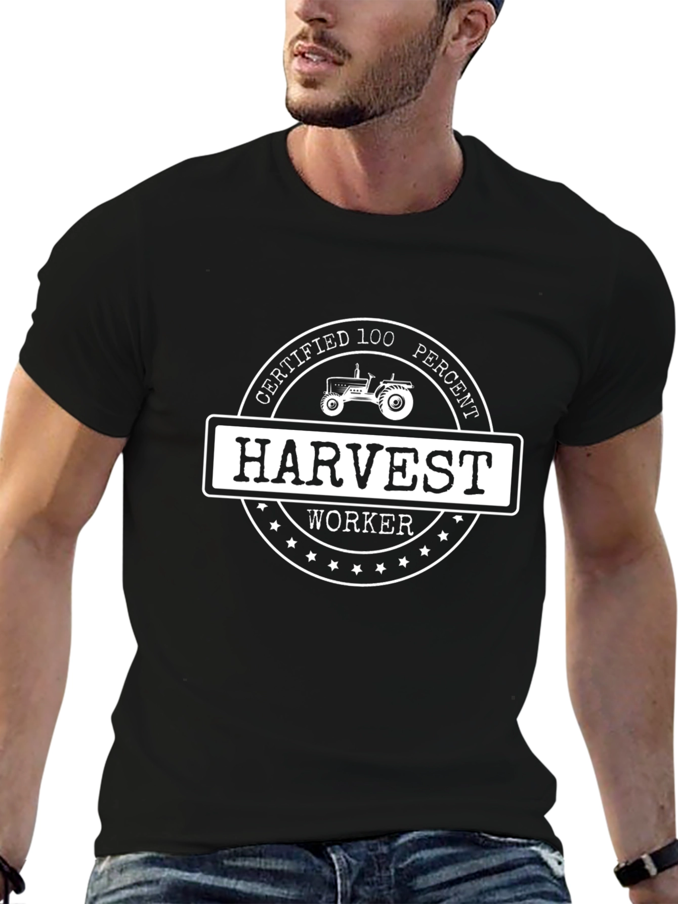 Camiseta Negra Harvest Worker 100% Certificada