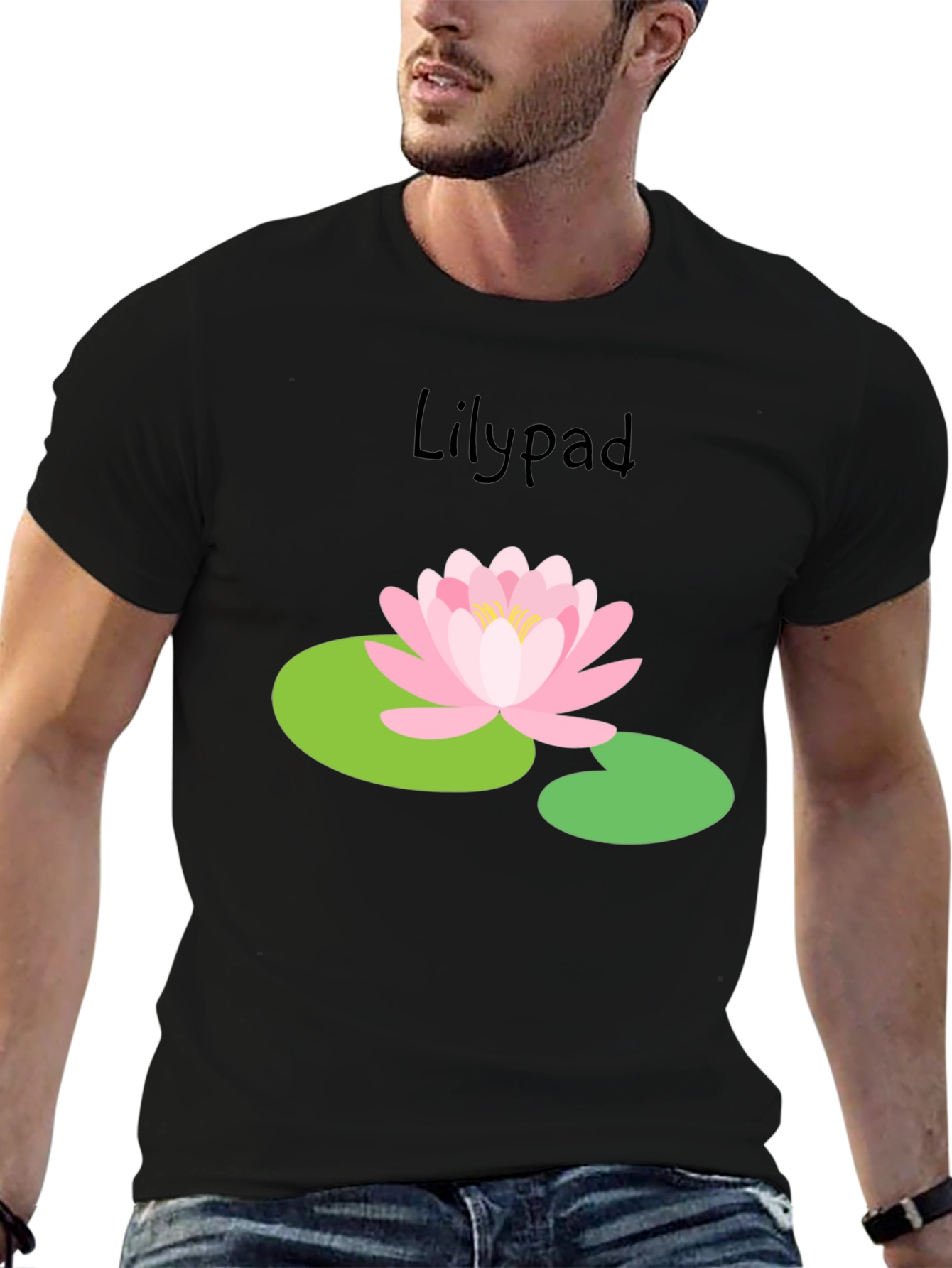 Camiseta Negra Lirio de Agua Estilo Casual