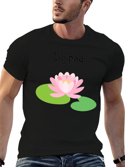 Camiseta Negra Lirio de Agua Estilo Casual