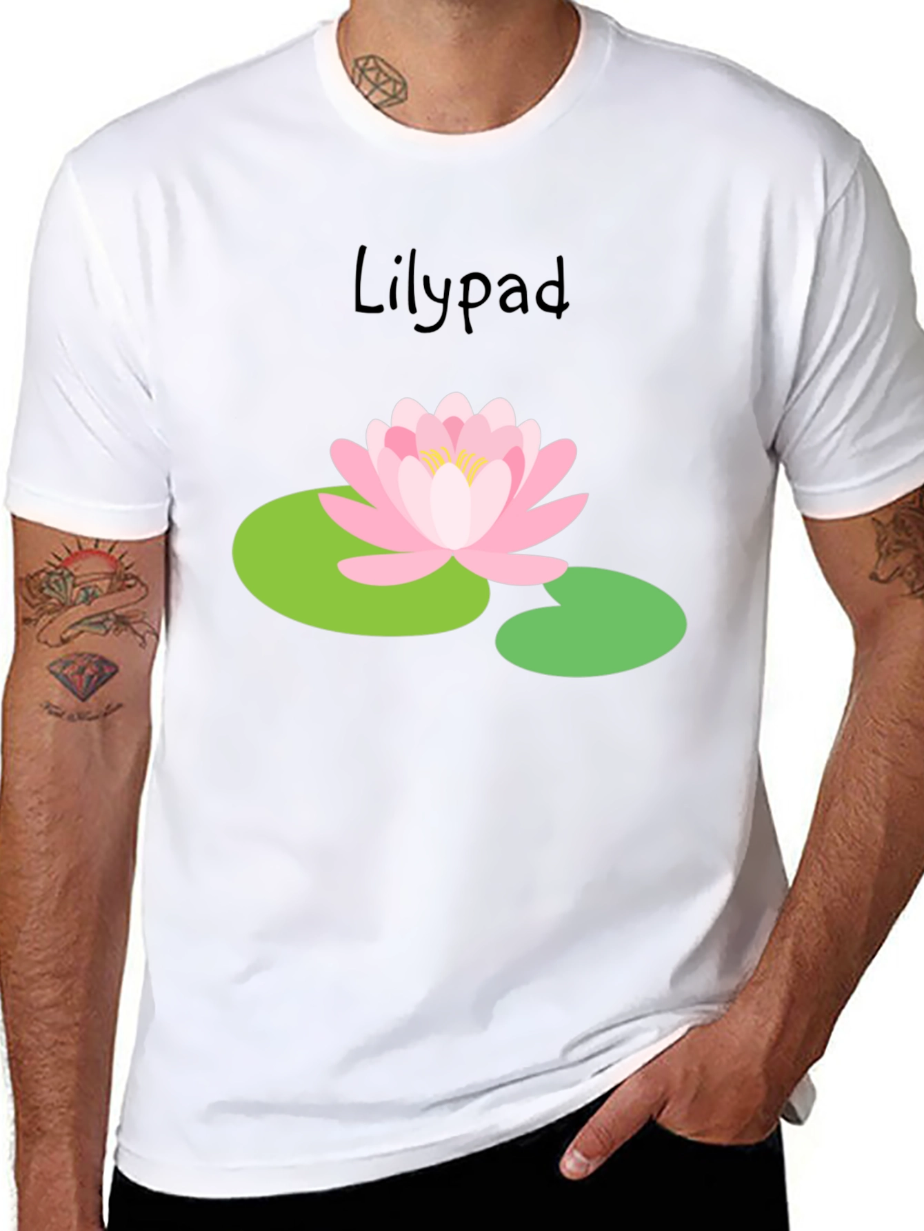 Camiseta Negra Lirio de Agua Estilo Casual