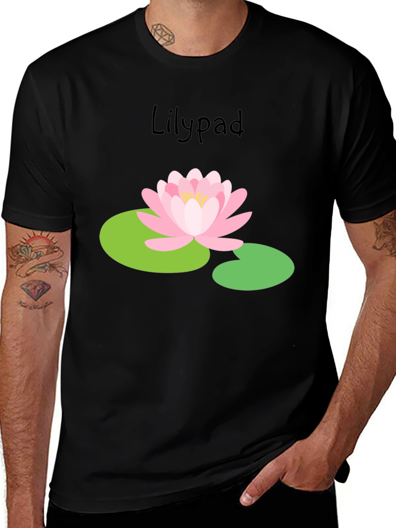 Camiseta Negra Lirio de Agua Estilo Casual