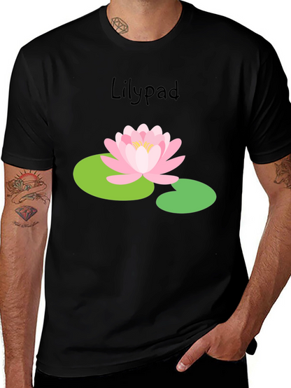 Camiseta Negra Lirio de Agua Estilo Casual