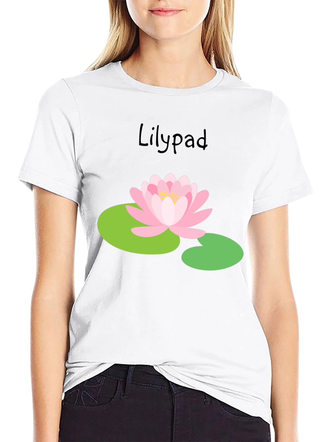 Camiseta Negra Lirio de Agua Estilo Casual