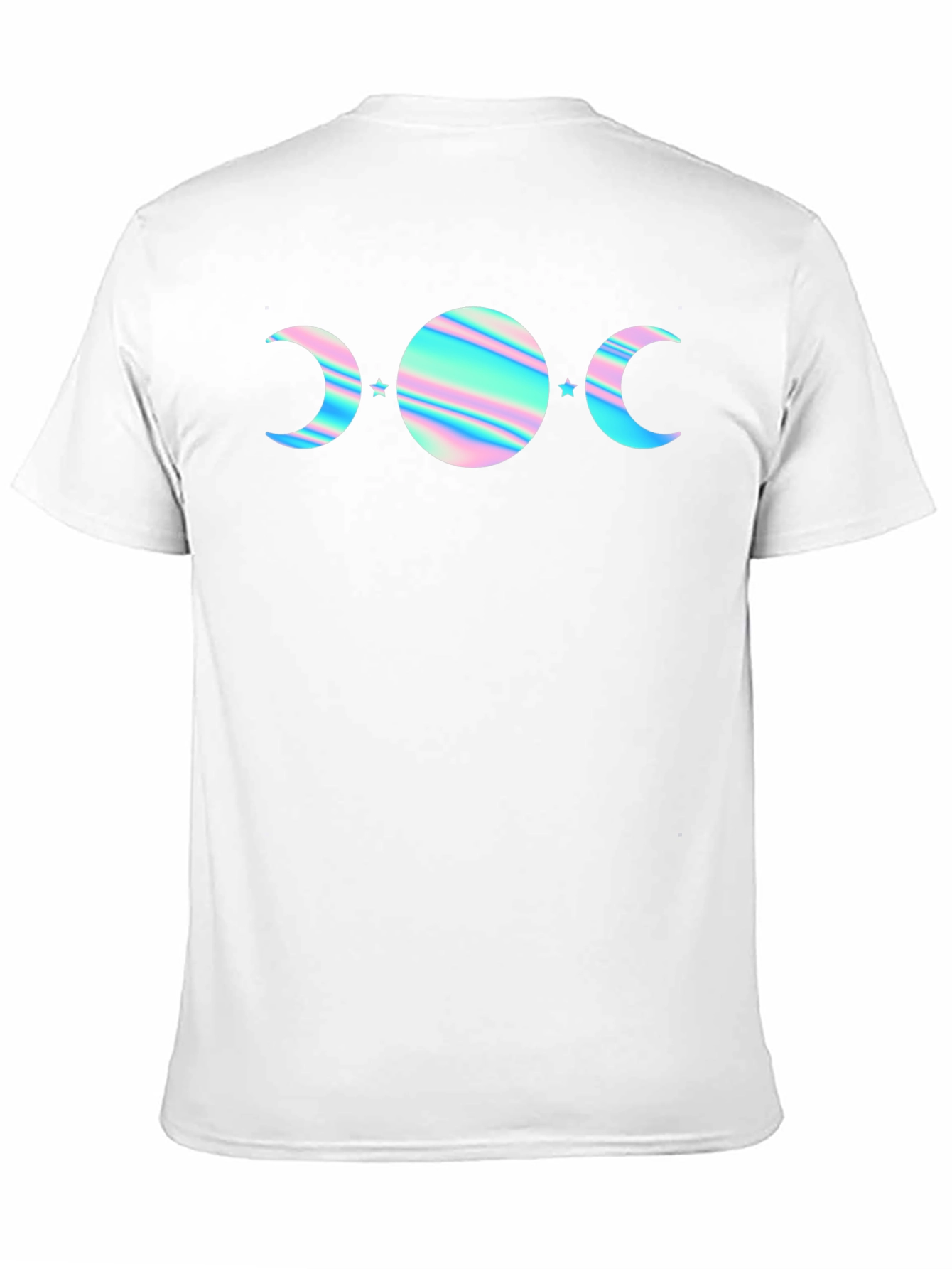 Camiseta Negra con Diseño de Fases Lunares Holográficas