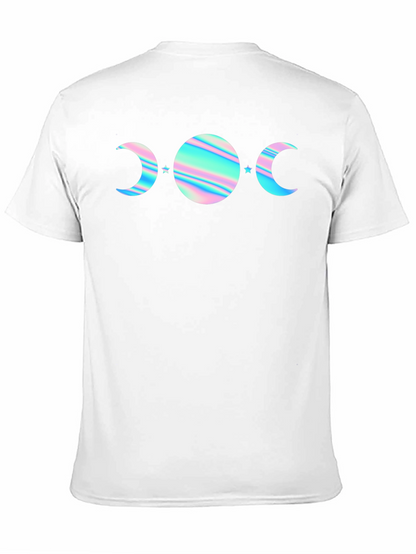 Camiseta Negra con Diseño de Fases Lunares Holográficas