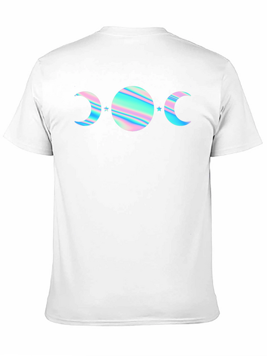 Camiseta Negra con Diseño de Fases Lunares Holográficas