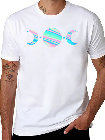 Camiseta Negra con Diseño de Fases Lunares Holográficas