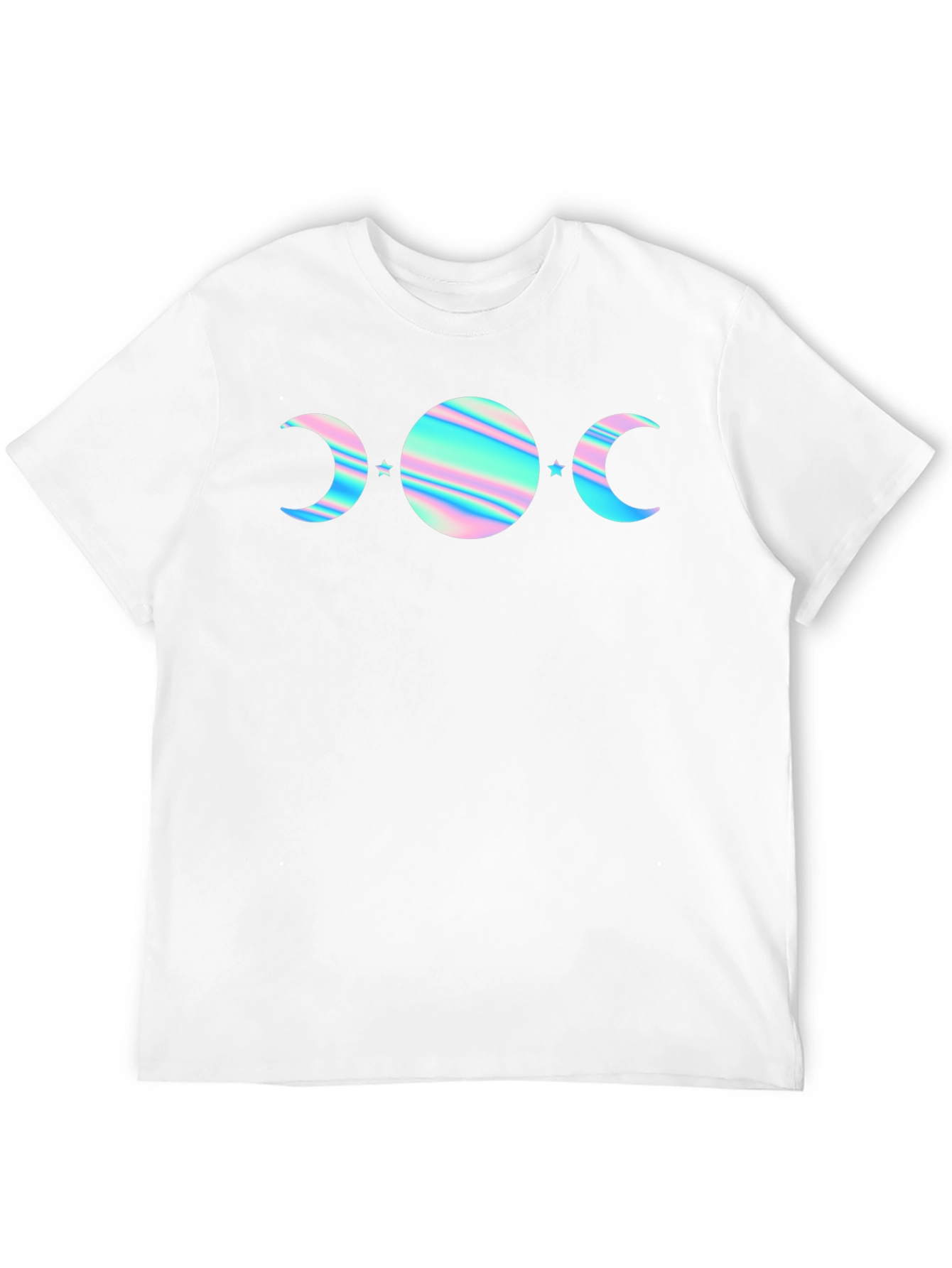 Camiseta Negra con Diseño de Fases Lunares Holográficas