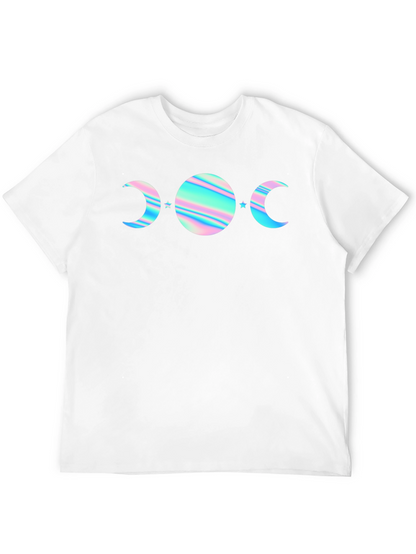 Camiseta Negra con Diseño de Fases Lunares Holográficas