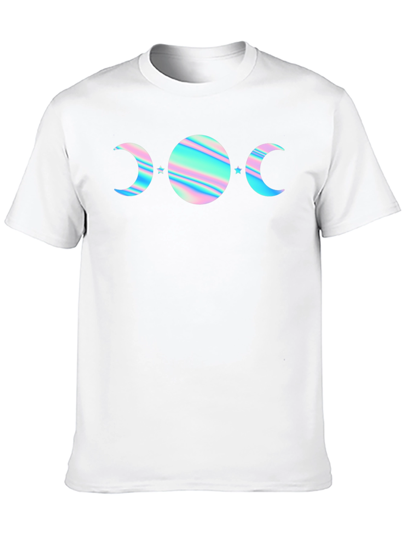 Camiseta Negra con Diseño de Fases Lunares Holográficas