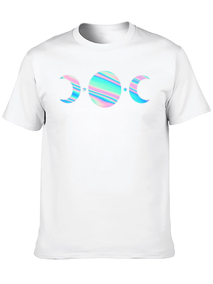 Camiseta Negra con Diseño de Fases Lunares Holográficas