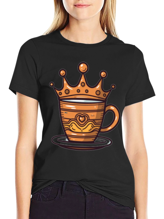 Camiseta Negra con Diseño de Taza Corona