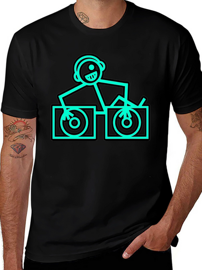 Camiseta Negra DJ Stick Figure - Estilo Único