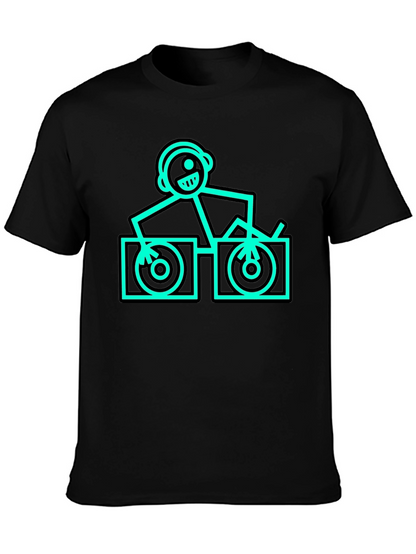 Camiseta Negra DJ Stick Figure - Estilo Único
