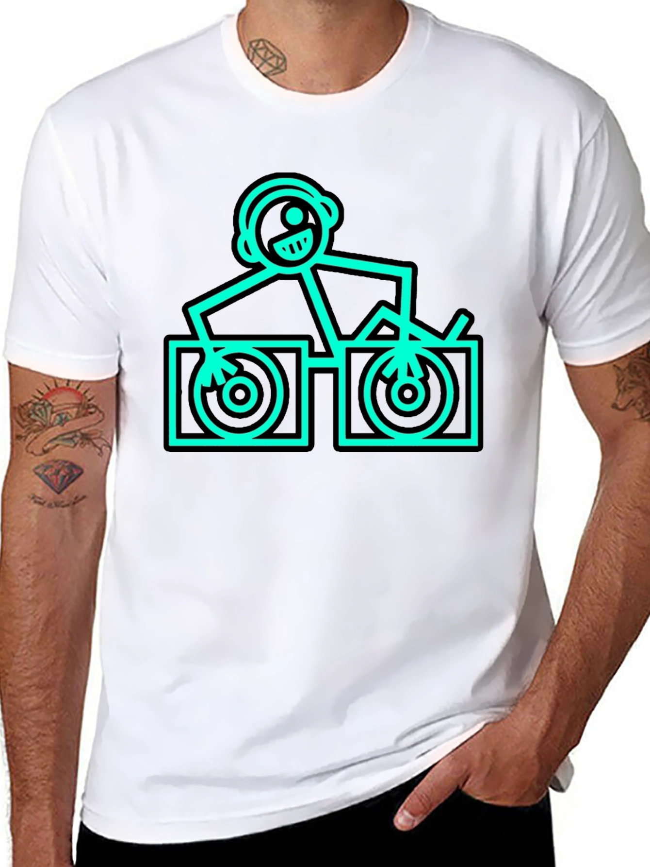 Camiseta Negra DJ Stick Figure - Estilo Único