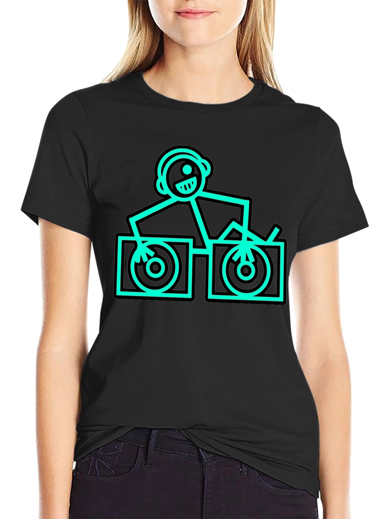 Camiseta Negra DJ Stick Figure - Estilo Único