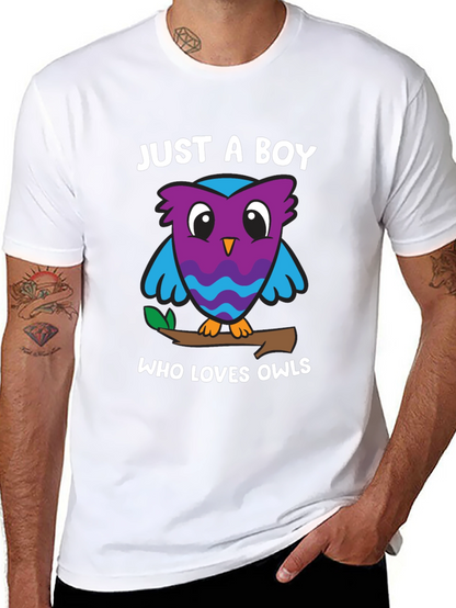 Camiseta Negra Solo un Chico que Ama los Búhos