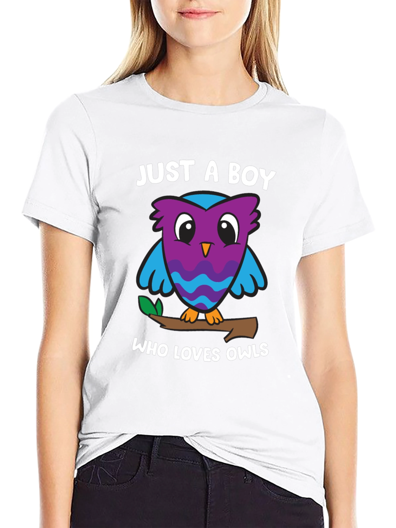 Camiseta Negra Solo un Chico que Ama los Búhos