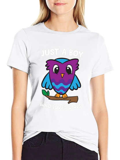 Camiseta Negra Solo un Chico que Ama los Búhos