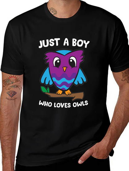 Camiseta Negra Solo un Chico que Ama los Búhos