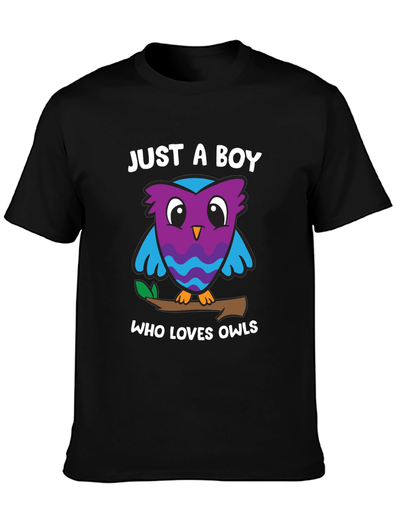 Camiseta Negra Solo un Chico que Ama los Búhos