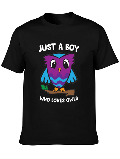Camiseta Negra Solo un Chico que Ama los Búhos