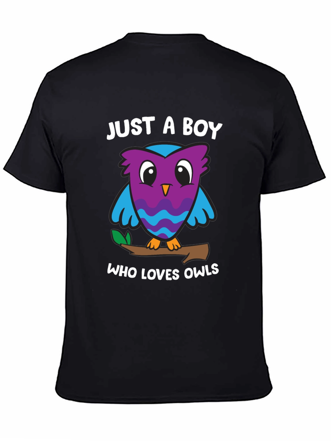 Camiseta Negra Solo un Chico que Ama los Búhos