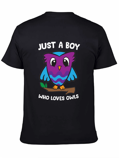 Camiseta Negra Solo un Chico que Ama los Búhos