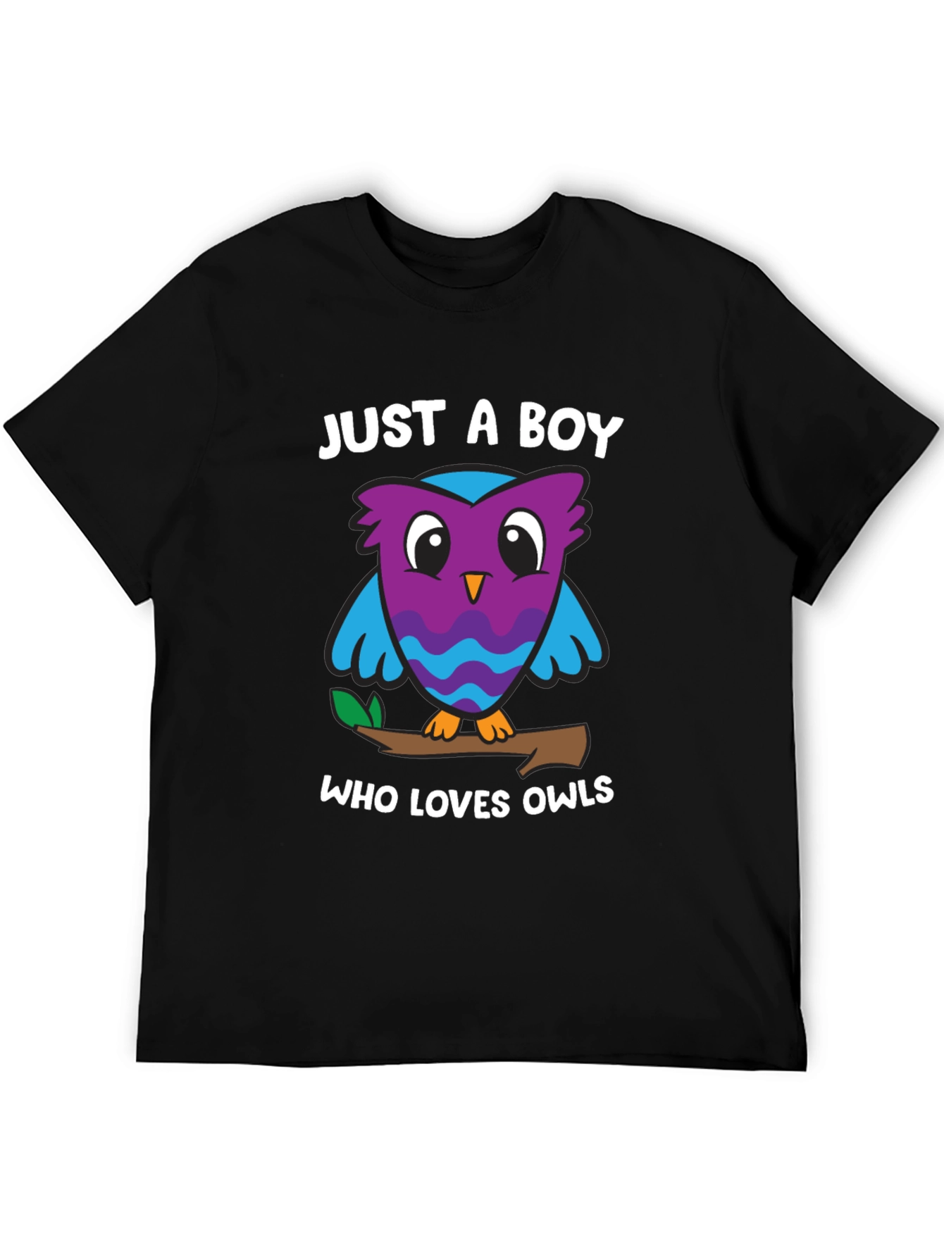 Camiseta Negra Solo un Chico que Ama los Búhos