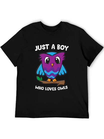 Camiseta Negra Solo un Chico que Ama los Búhos