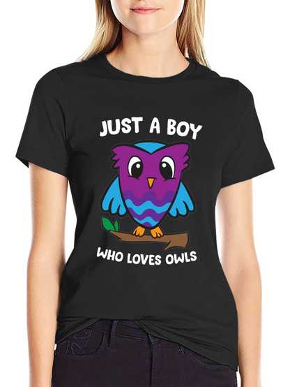 Camiseta Negra Solo un Chico que Ama los Búhos