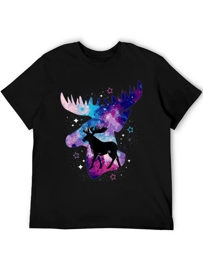 Camiseta Negra con Diseño de Alce Galáctico
