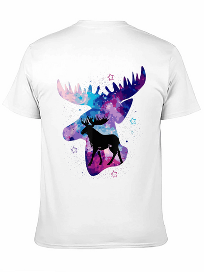 Camiseta Negra con Diseño de Alce Galáctico