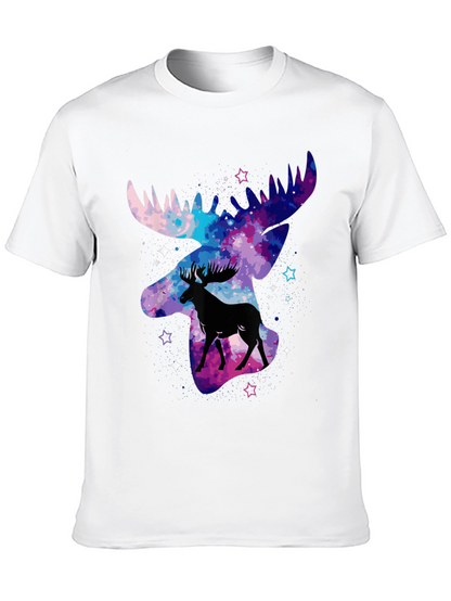 Camiseta Negra con Diseño de Alce Galáctico