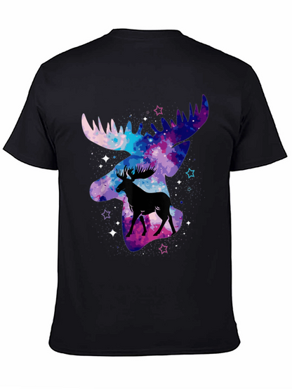 Camiseta Negra con Diseño de Alce Galáctico