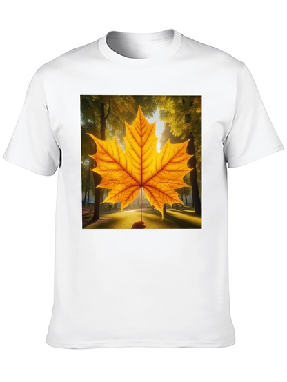 Camiseta Negra con Hoja de Arce Otoñal