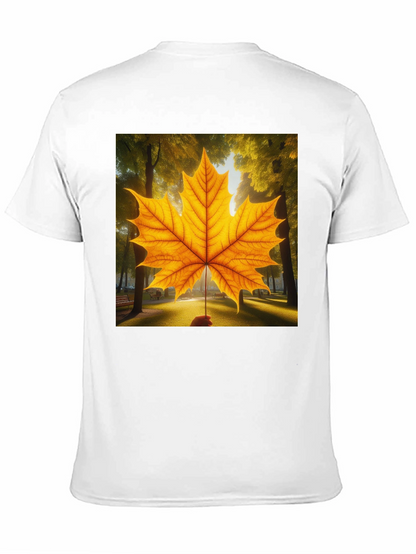 Camiseta Negra con Hoja de Arce Otoñal