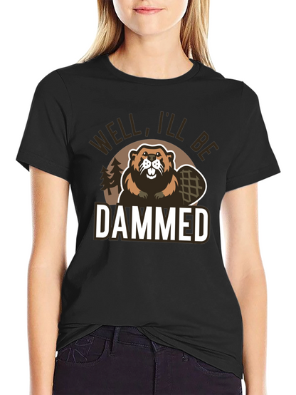 Camiseta Negra con Estampado Humorístico de Castor