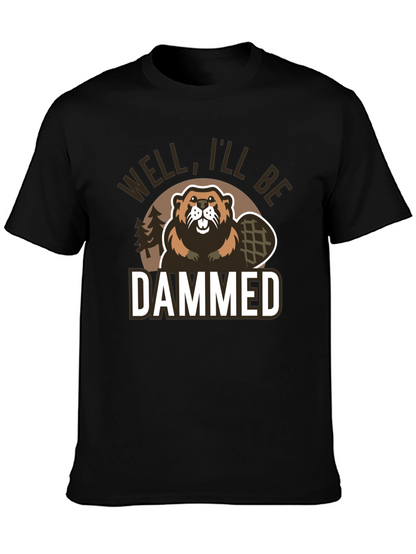 Camiseta Negra con Estampado Humorístico de Castor