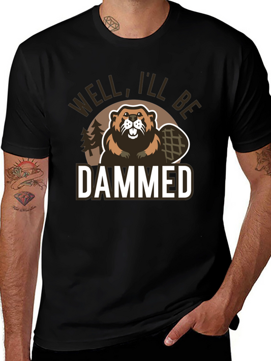 Camiseta Negra con Estampado Humorístico de Castor