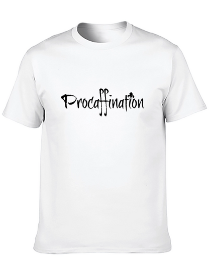 Camiseta Negra Procrastinación con Café
