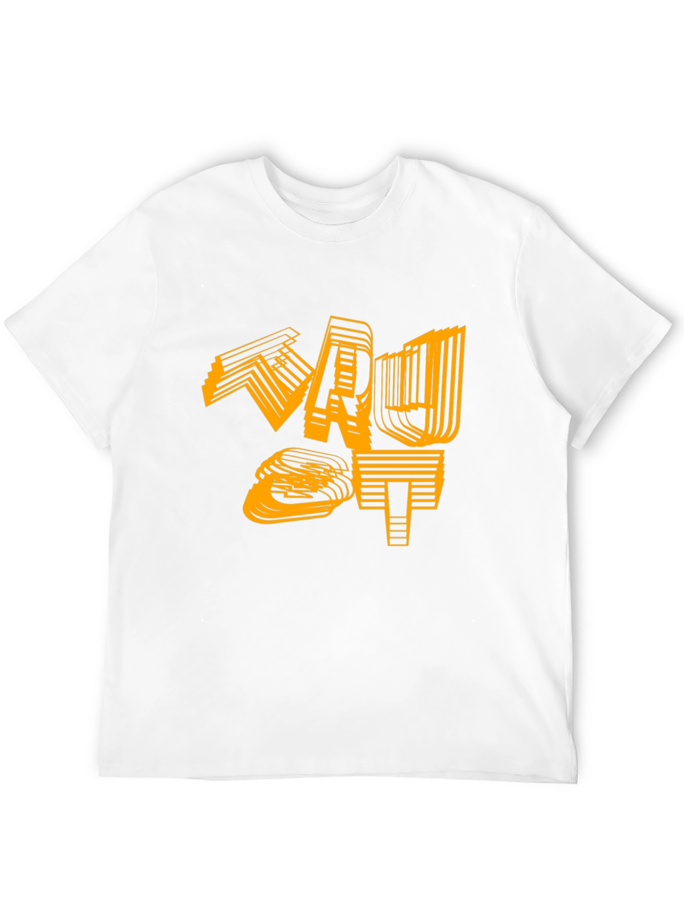 Camiseta Negra con Diseño Gráfico Abstracto Naranja