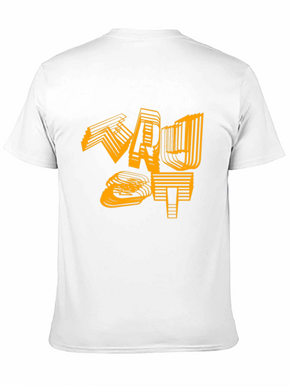 Camiseta Negra con Diseño Gráfico Abstracto Naranja