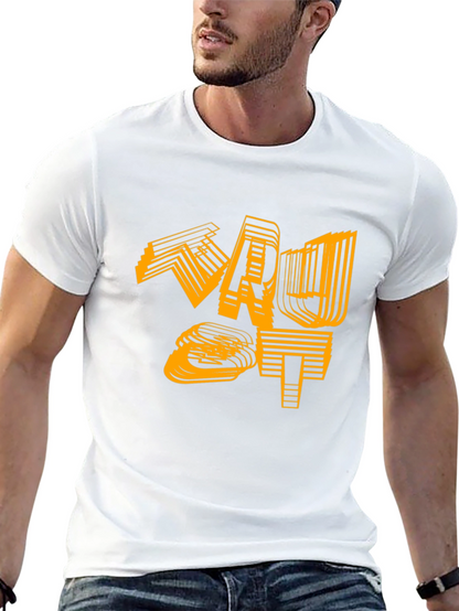 Camiseta Negra con Diseño Gráfico Abstracto Naranja