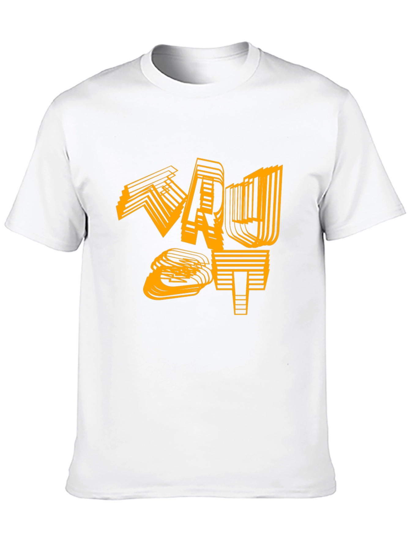 Camiseta Negra con Diseño Gráfico Abstracto Naranja